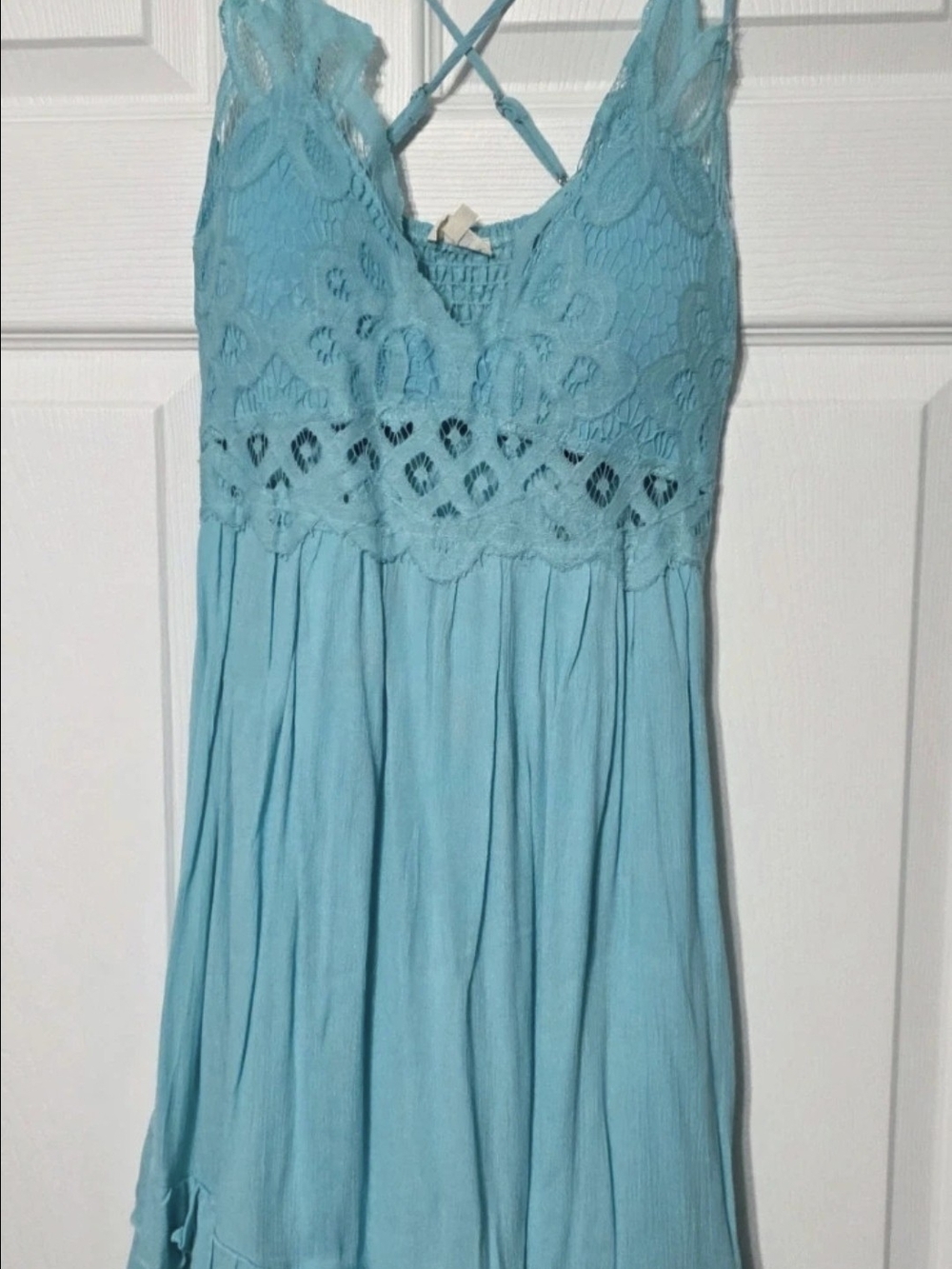 LA MIEL Turquoise Lace Maxi Dress